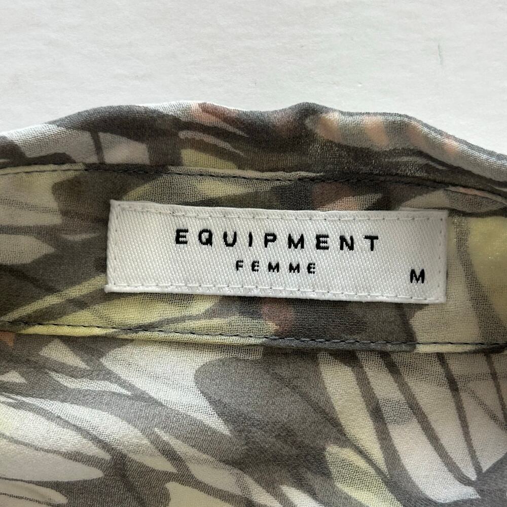 Equipment femme semi sheer butterfly wings print silk long sleeve button down M - Picture 7 of 9